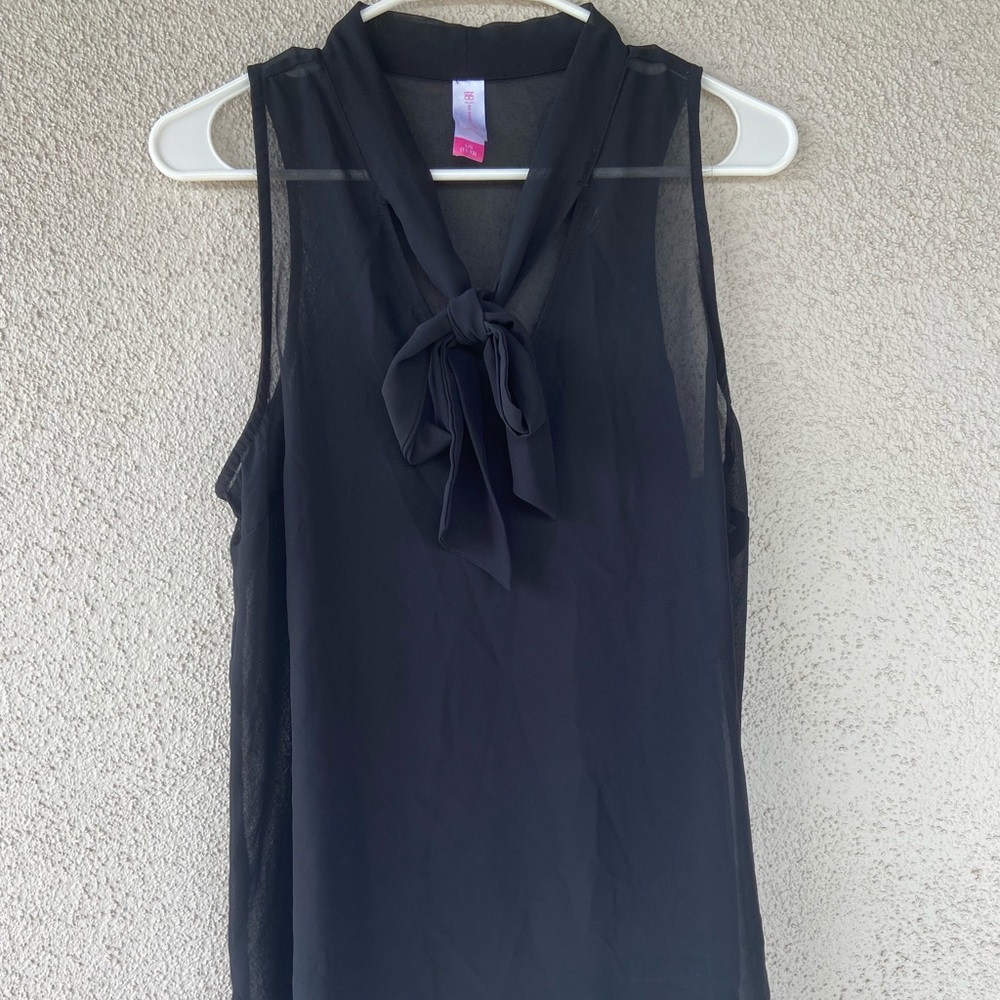 No Boundaries Black Sleeveless Mesh Blouse